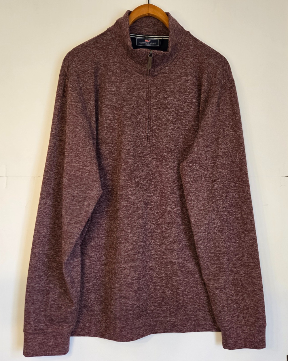 Vineyard Vines Men’s L Burgundy Herringbone Performance Half Zip Pullover